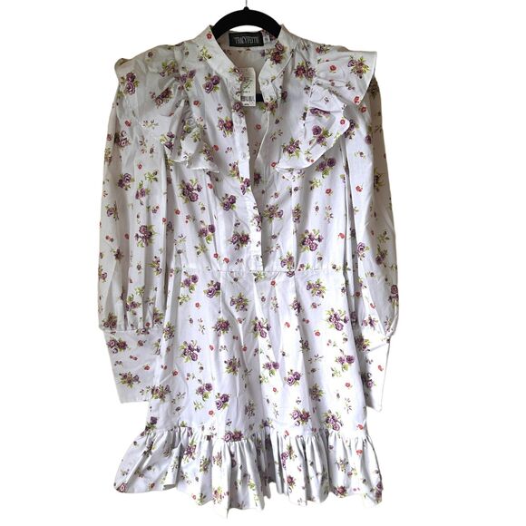 TRACY FEITH Floral Ruffled Mini Dress Vintage Sz‎ 2 - Picture 1 of 5